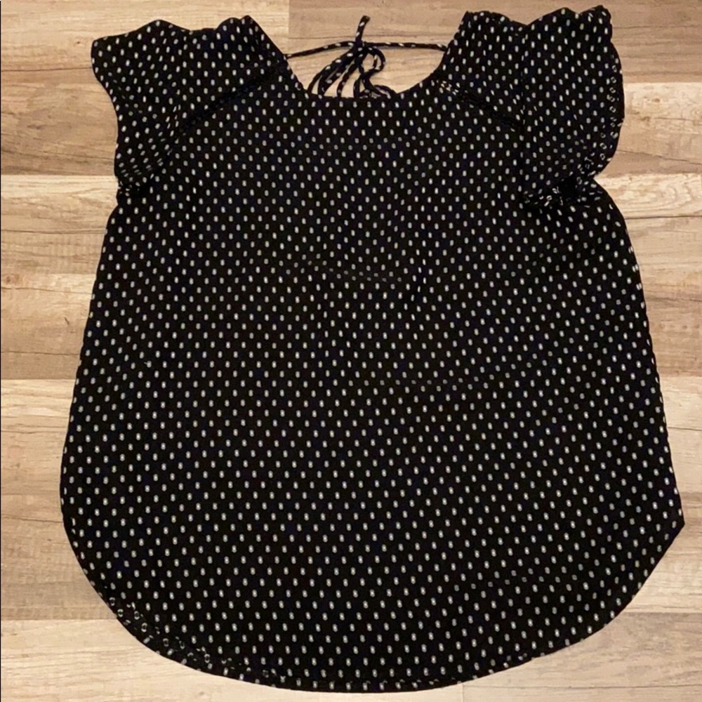 🤎LOFT petite small black print blouse top shirt SP